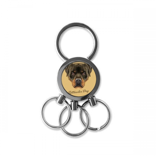 black ferocious rottweiler dog pet animal stainless steel metal key holder chain  keychain