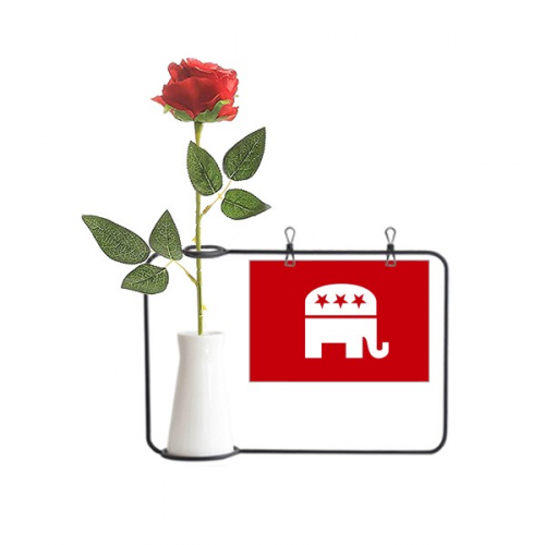 美国大象红色党徽共和党 塑料玫瑰装饰玻璃花瓶 美国大象红色党徽共和党 塑料玫瑰装饰玻璃花瓶