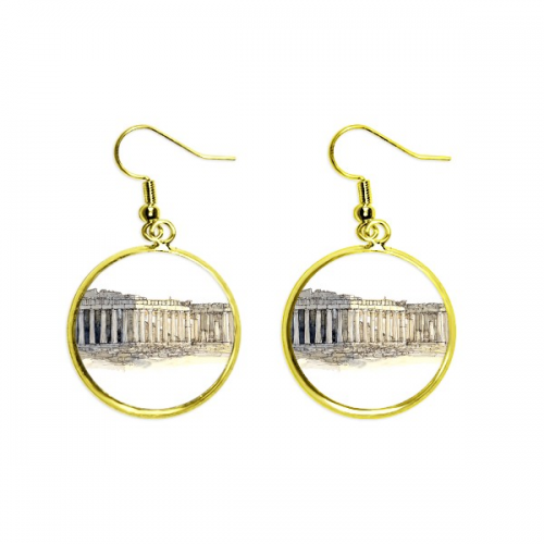 世界希腊首都雅典卫城 耳坠金色耳环吊坠首饰女士