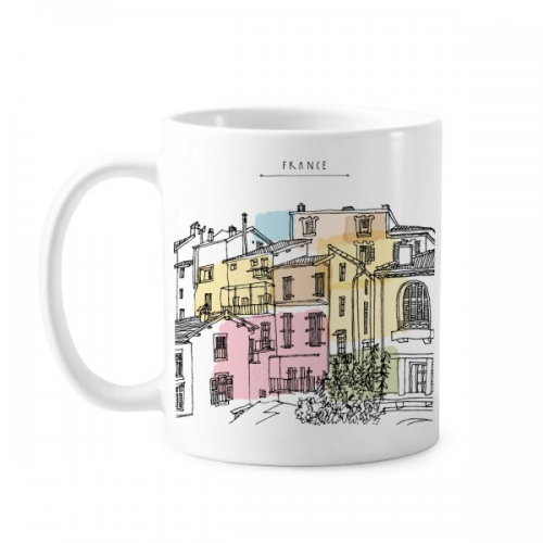 City Building Colorful France Painting Mug Pottery Cerac Coffee Porcelain Cup Tableware