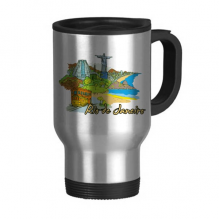 Hand-painted Brazil Rio De Janeiro Travel Mug Flip Lid Stainless Steel Cup Car Tumbler Thermos