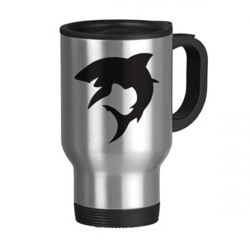 Outline Blue Ocean Shark Fierce Fish Travel Mug Flip Lid Stainless Steel Cup Car Tumbler Thermos