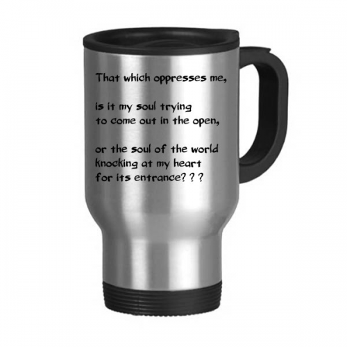 Poetry Quote Soul Knocking On Heart Travel Mug Flip Lid Stainless Steel Cup Car Tumbler Thermos