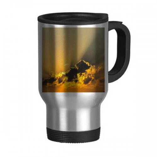 sunshine dark orange clouds travel mug flip lid stainless steel cup car tumbler