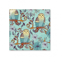 blue flower owl protect animal pet lover cerac tile glossy decal ged brick adorn st