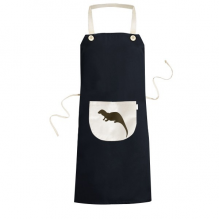 Black Seaotter Animal Portrayal Apron Bib Sarong Cooking Baking Kitchen Pocket Pinafore