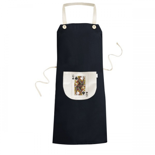 Playing Cards Spade Q Pattern Apron Bib Sarong Cooking Baking Kitchen Pocket Pinafore