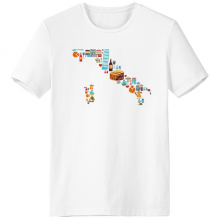 Map Italy National Flag Custom Landscape T-shirt Workwear Pocket Short Sleeve Sport Clothing