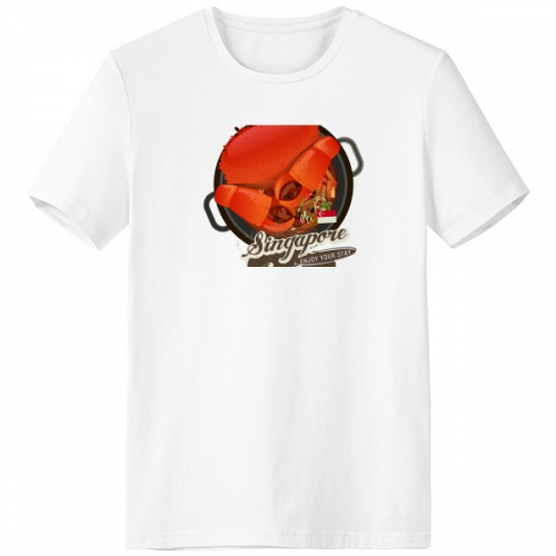 Traditional Singapore Chili Crab T-shirt Workwear Pocket Short Sleeve Sport Clothing
