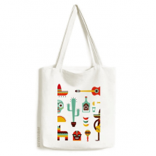 宽边帽仙人掌墨西哥元素 白色单肩帆布包手提袋时尚环保袋礼物