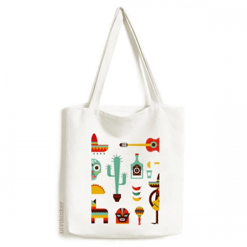 宽边帽仙人掌墨西哥元素 白色单肩帆布包手提袋时尚环保袋礼物 宽边帽仙人掌墨西哥元素 白色单肩帆布包手提袋时尚环保袋礼物