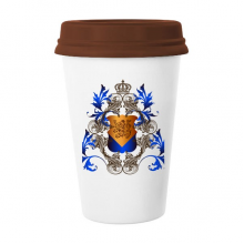 medieval knights of eu crown emblem shield mug coffee drinking glass pottery cerac cup lid
