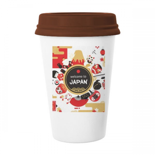 Welcome To Japan Japanese Style Sushi Mug Coffee Drinking Glass Pottery Cerac Cup Lid