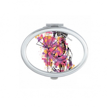 Japanese Culture Point Color Geisha Mirror Portable Fold Hand Makeup Double Side Glasses