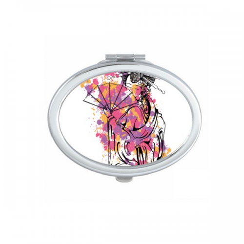 Japanese Culture Point Color Geisha Mirror Portable Fold Hand Makeup Double Side Glasses
