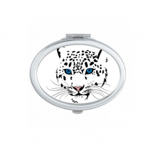 白虎头部特写动物 椭圆形化妆小镜子便携迷你双面镜礼物