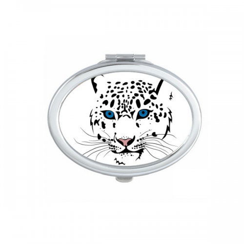 白虎头部特写动物 椭圆形化妆小镜子便携迷你双面镜礼物