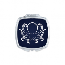 黑白章鱼海洋生物纹样 方形化妆小镜子便携迷你双面镜礼物