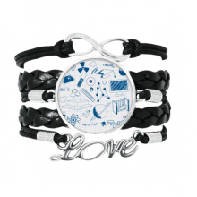 blue grid strokes chestry symbol bracelet love accessory twisted leather knitting  wristband 