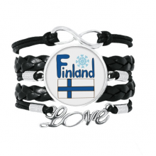 finland national flag blue pattern bracelet love accessory twisted leather knitting  wristband 