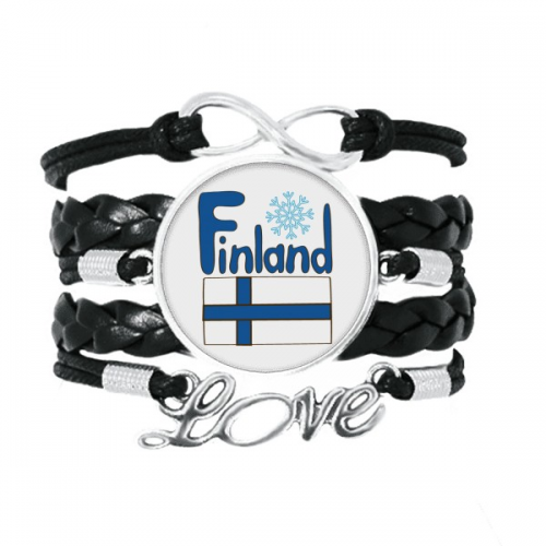 finland national flag blue pattern bracelet love accessory twisted leather knitting  wristband 