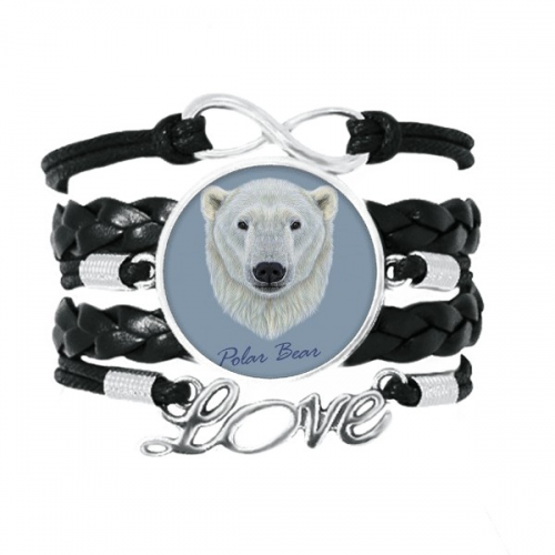 white northern  polar bear animal bracelet love accessory twisted leather knitting  wristband 
