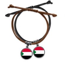 sudan national flag afcountry bracelet double leather  wristband couple set 
