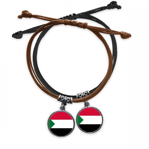 sudan national flag afcountry bracelet double leather  wristband couple set 