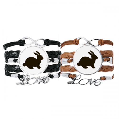 black hare animal portrayal bracelet hand strap leather  wristband double set 