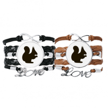 black squirrel animal portrayal bracelet hand strap leather  wristband double set 