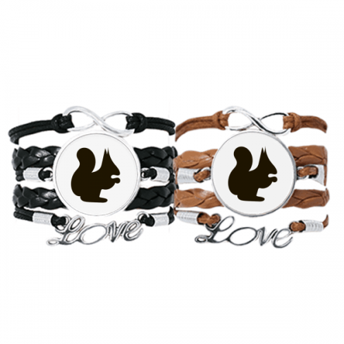 black squirrel animal portrayal bracelet hand strap leather  wristband double set 