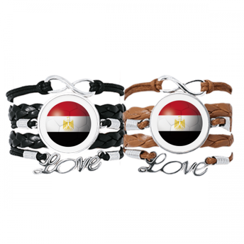 egypt national flag soccer football bracelet hand strap leather  wristband double set 