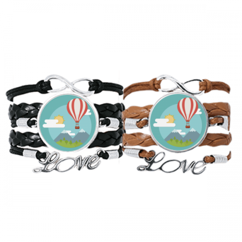 hot air balloon sun cloud pattern bracelet hand strap leather wristband double set hot air balloon sun cloud pattern bracelet hand strap leather wristband double set