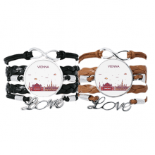 vienna austria flat landmark pattern bracelet hand strap leather  wristband double set 