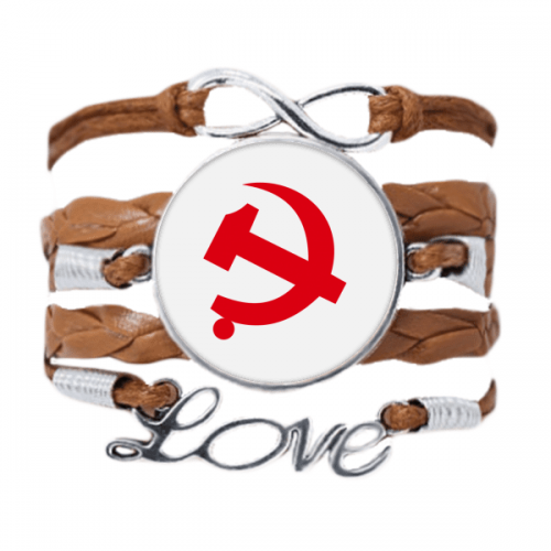 中国共产党党徽红色标志图案 Love手链皮革饰品
