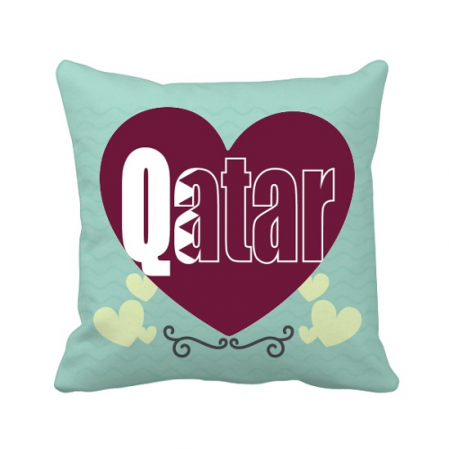 Qatar Country Flag Name Art Deco  Fashion Love Heart Cushion Nap Sleeper Pillow