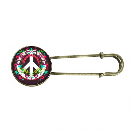 Colorful Peace Symbol Anti-war Pattern Retro Metal Brooch Pin Clip Jewelry