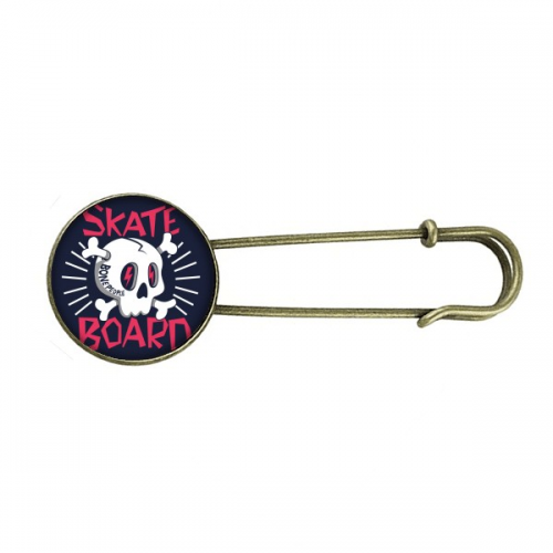 Skate Board Indian Skeleton Sacrifice Totem Retro Metal Brooch Pin Clip Jewelry