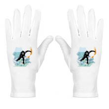 Winter Sport Speed Skating Male Athletes White Nylon Etiquette Gloves Wrist Protective