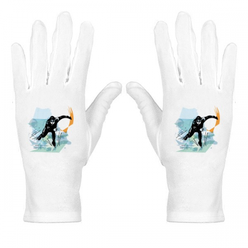 Winter Sport Speed Skating Male Athletes White Nylon Etiquette Gloves Wrist Protective