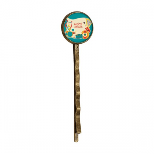 耳机彩色音乐乐器图案 复古金属发夹发片头饰