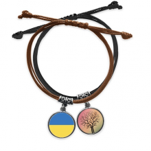 ukraine national flag eu country bracelet  hand chain leather tree wristband