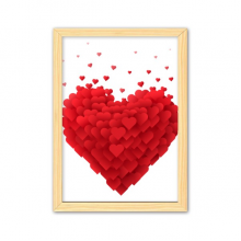 Shaped Red Hearts Valentine's Day Decorative Wooden Painting Home Decoration Picture Frame A4
