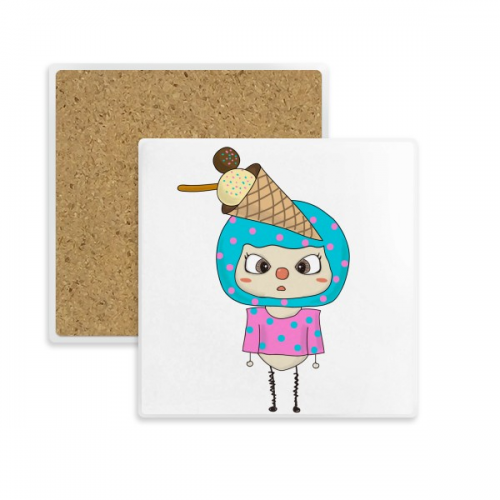 食物冰淇淋冰甜的夏天悠悠 方形陶瓷杯垫水杯隔热垫板2片装