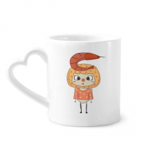 食物虾海鲜大海健康河悠悠 陶瓷杯子白马克杯心形把手礼物