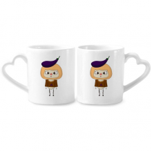 植物蔬菜茄子紫色炒菜悠悠 陶瓷杯子白马克杯一对心形情侣把手
