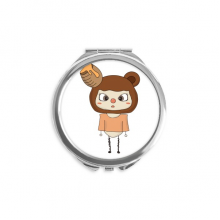 动物熊棕色大自然蜂蜜悠悠 圆形化妆小镜子迷你便携双面镜礼物