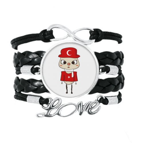 turkey country flag culture pluu bracelet love accessory twisted leather knitting  wristband