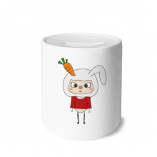 动物兔子大自然白色萝卜悠悠 陶瓷存钱罐白色硬币储蓄盒礼物