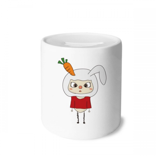 动物兔子大自然白色萝卜悠悠 陶瓷存钱罐白色硬币储蓄盒礼物